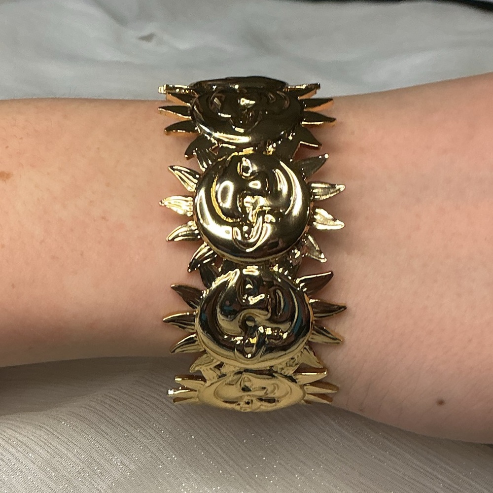 ✨ Sun & Moon Gold Stainless Steel Cuff Bracelet